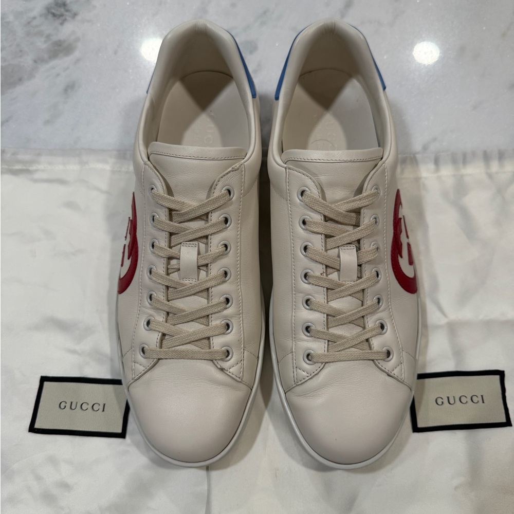 Gucci Men's Cream and Red Sneakers